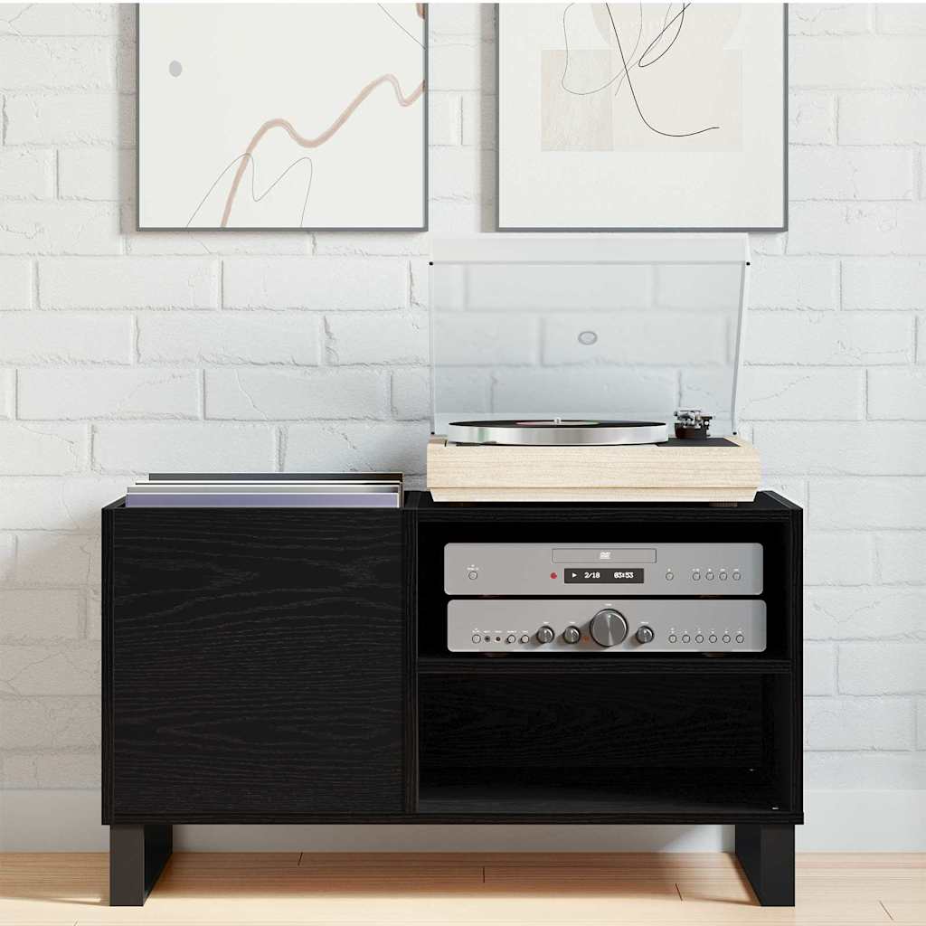 vidaXL Record Cabinet Black Oak 85 x 38 x 48 cm Engineered Wood