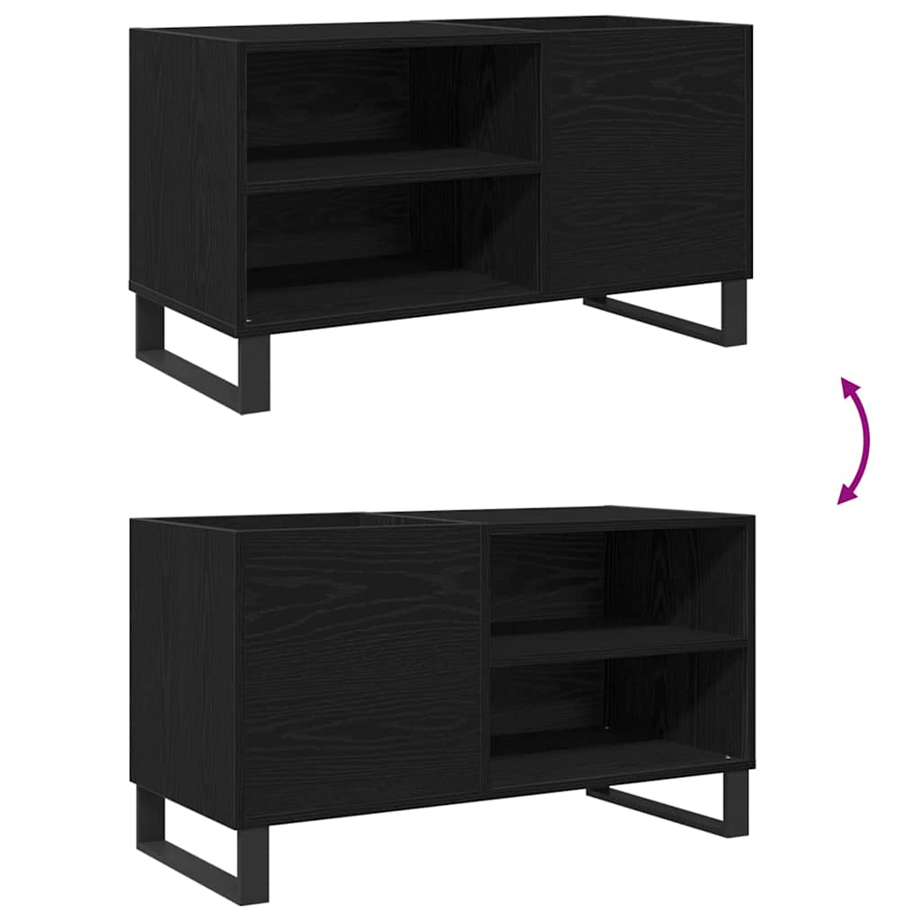 vidaXL Record Cabinet Black Oak 85 x 38 x 48 cm Engineered Wood
