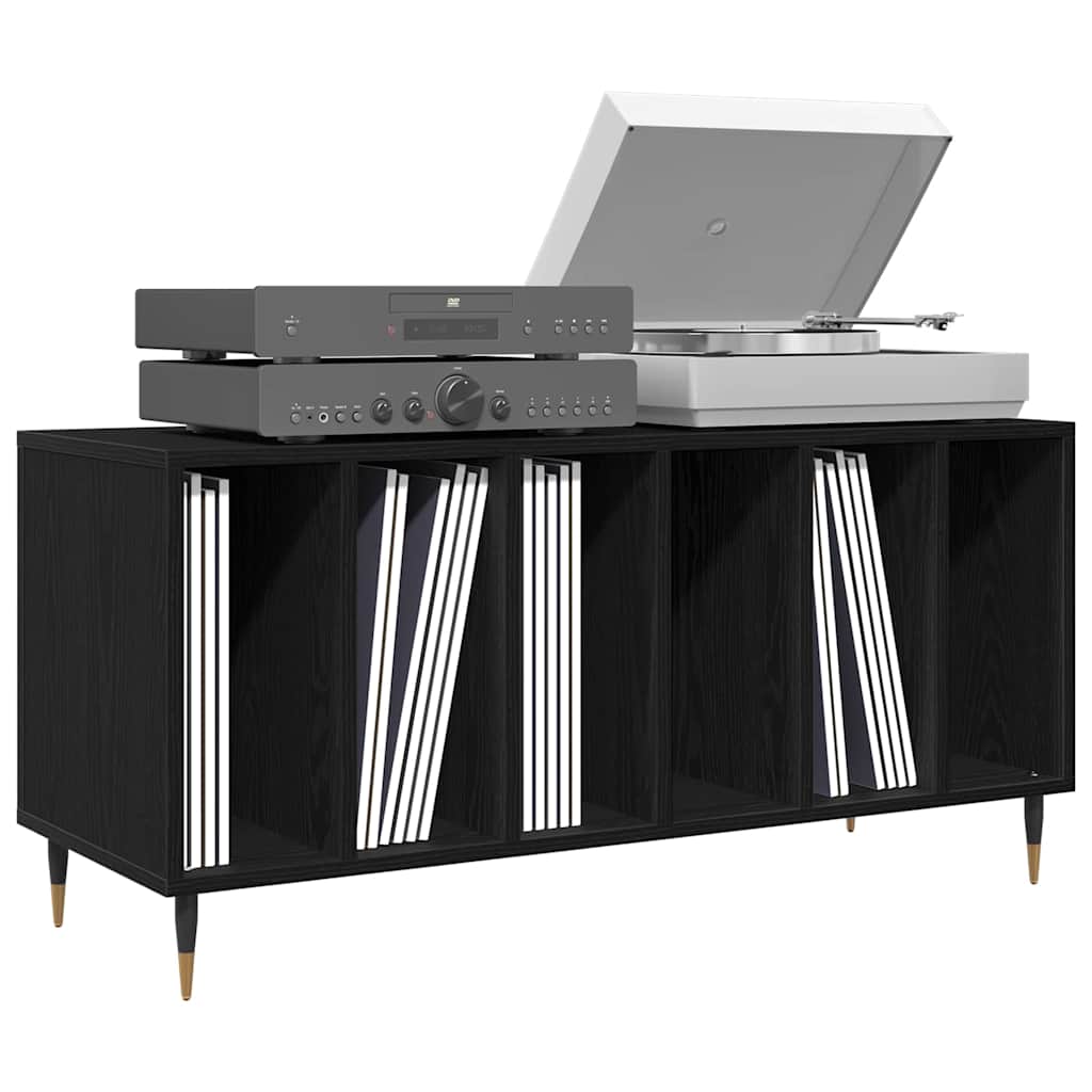 vidaXL Record Cabinet Black Oak 100 x 38 x 48 cm Engineered Wood