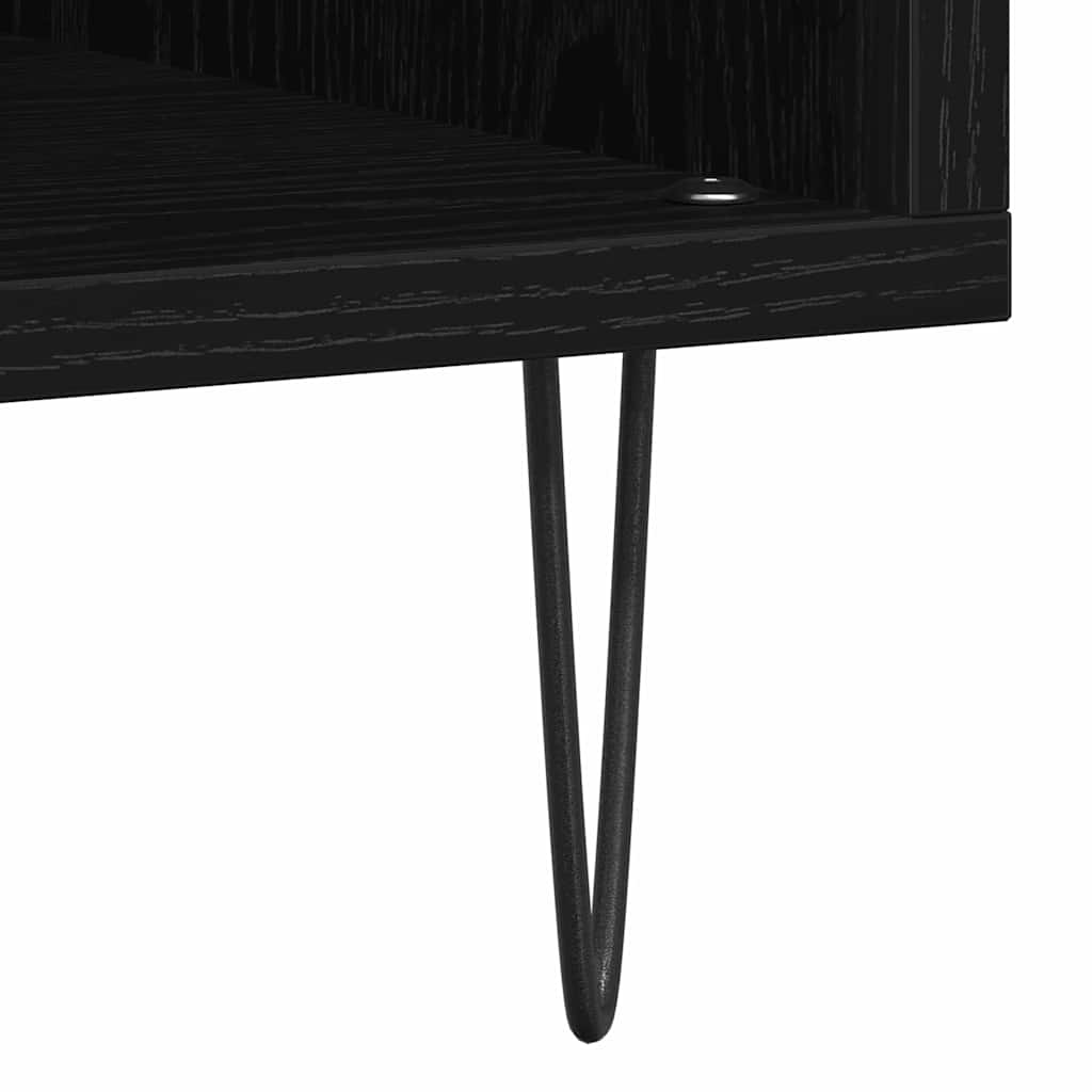 vidaXL Record Cabinet Black Oak 100 x 38 x 48 cm Engineered Wood