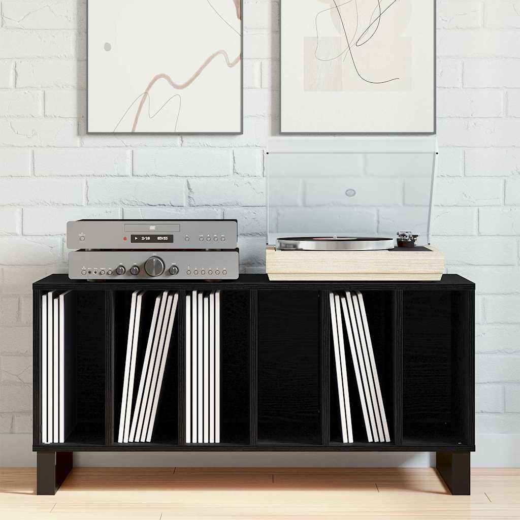vidaXL Record Cabinet Black Oak 100 x 38 x 48 cm Engineered Wood