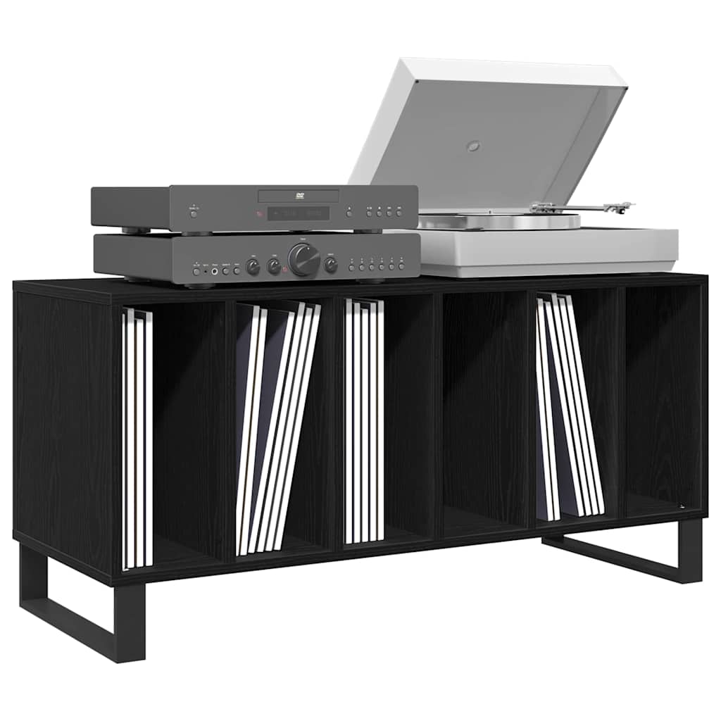 vidaXL Record Cabinet Black Oak 100 x 38 x 48 cm Engineered Wood