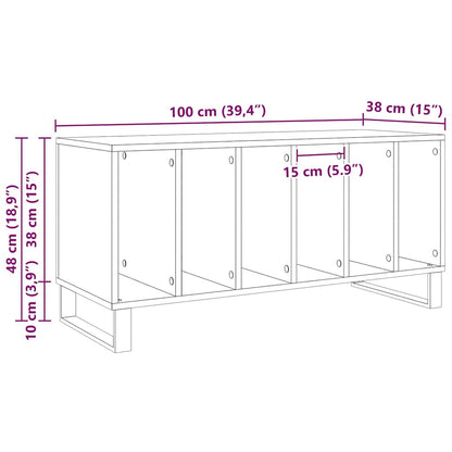 vidaXL Record Cabinet Black Oak 100 x 38 x 48 cm Engineered Wood