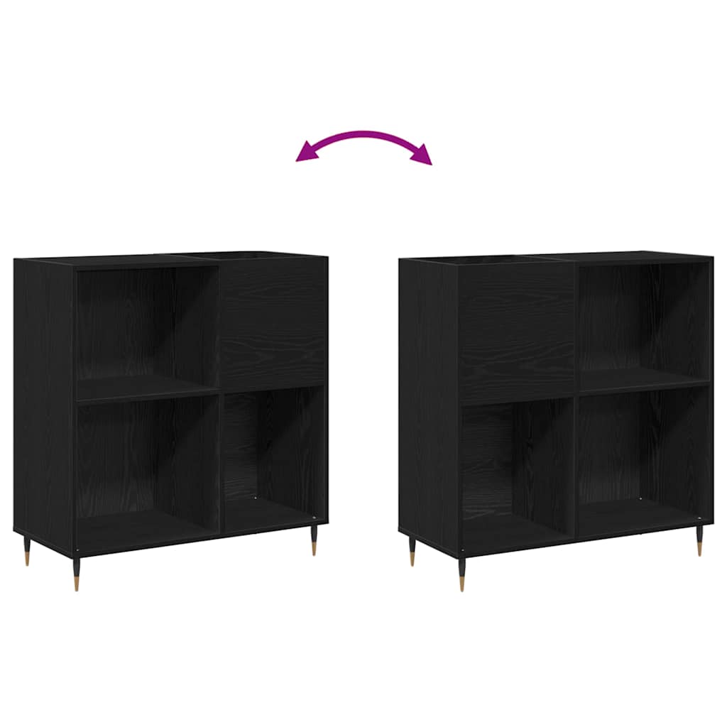 vidaXL Record Cabinet Black Oak 85 x 38 x 89 cm Engineered Wood