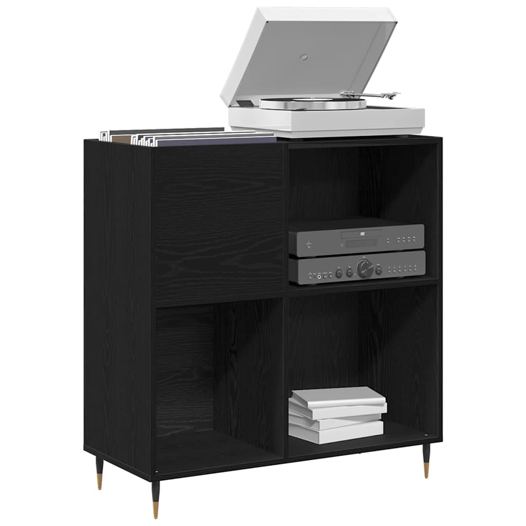 vidaXL Record Cabinet Black Oak 85 x 38 x 89 cm Engineered Wood