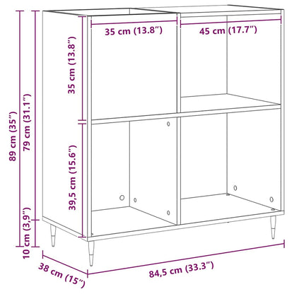 vidaXL Record Cabinet Black Oak 85 x 38 x 89 cm Engineered Wood