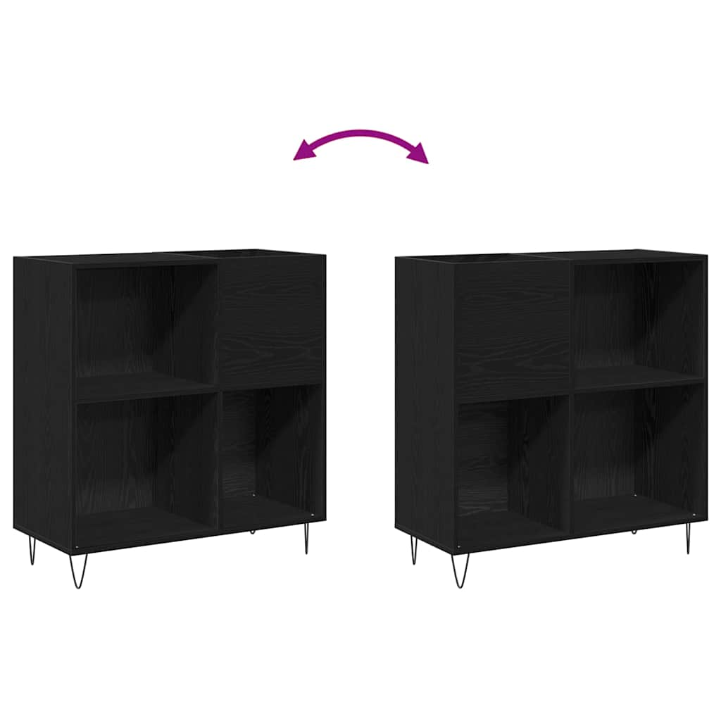 vidaXL Record Cabinet Black Oak 85 x 38 x 89 cm Engineered Wood