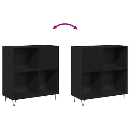 vidaXL Record Cabinet Black Oak 85 x 38 x 89 cm Engineered Wood