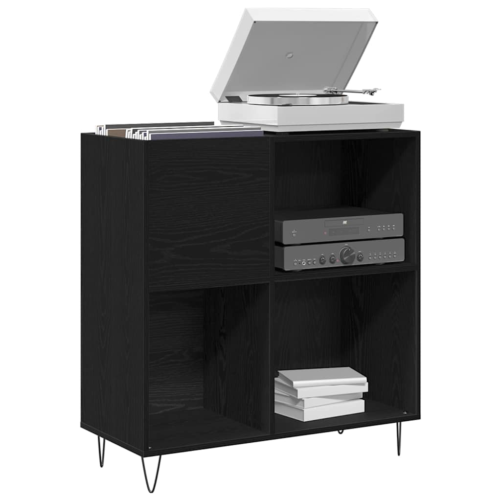 vidaXL Record Cabinet Black Oak 85 x 38 x 89 cm Engineered Wood