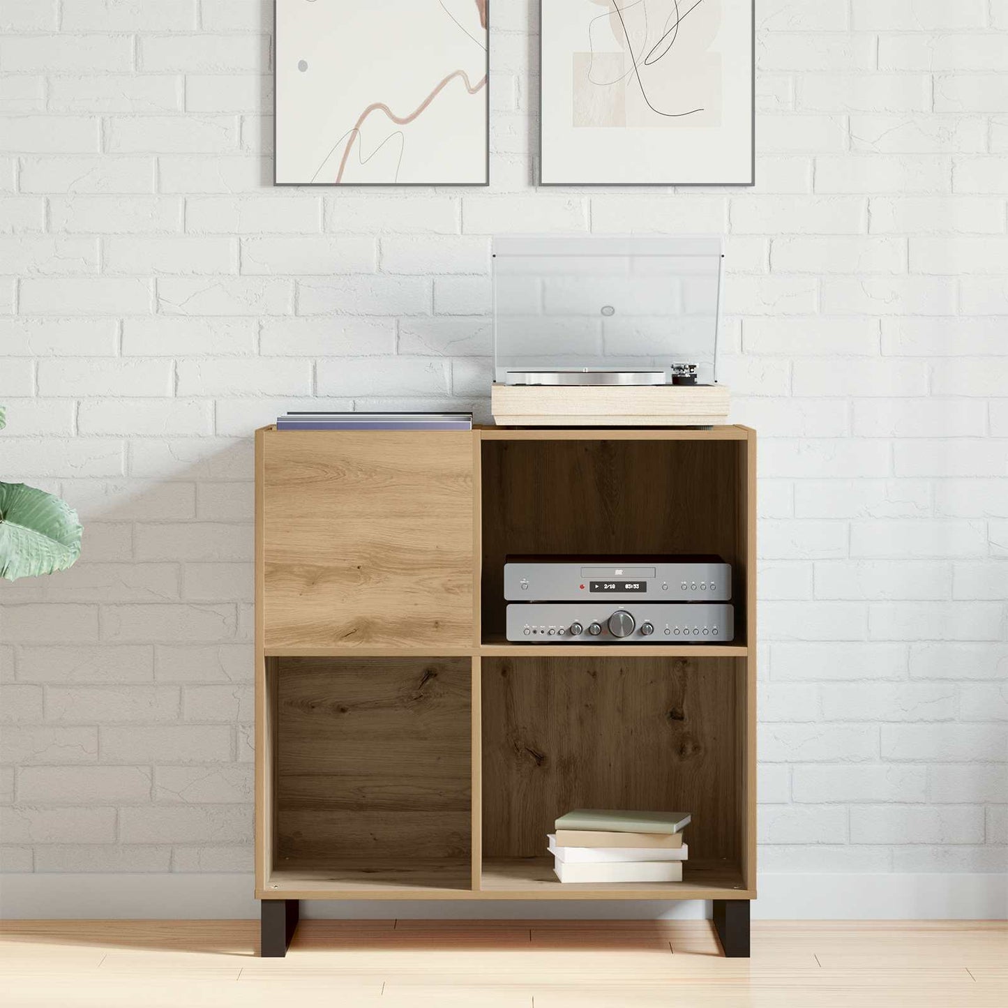 vidaXL Record Cabinet Artisan oak 84.5 x 38 x 89 cm Engineered Wood