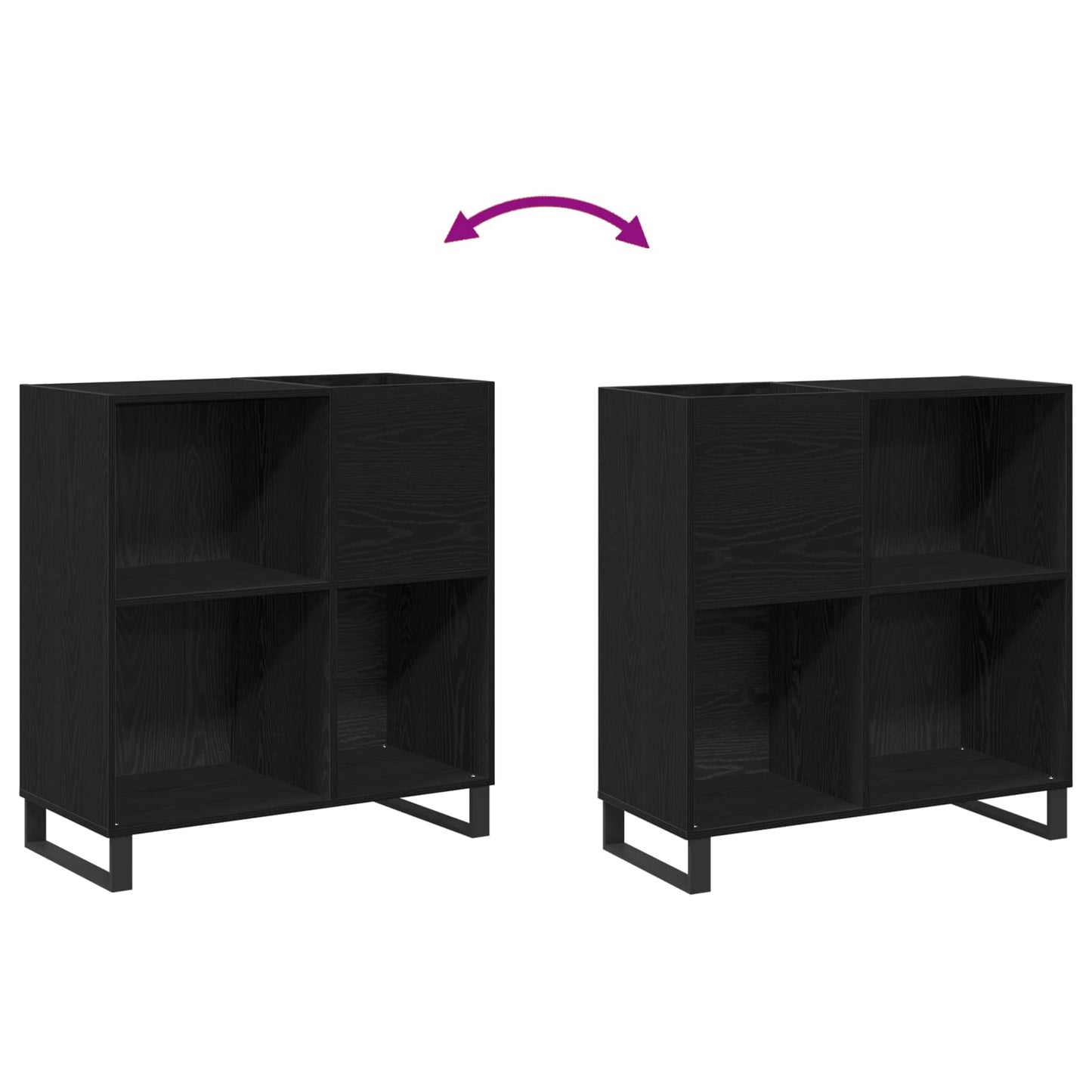 vidaXL Record Cabinet Black Oak 84.5 x 38 x 89 cm Engineered Wood