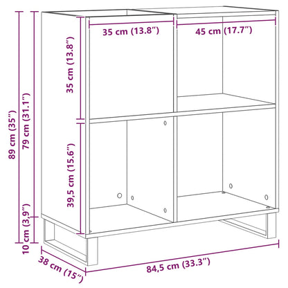 vidaXL Record Cabinet Black Oak 85 x 38 x 89 cm Engineered Wood