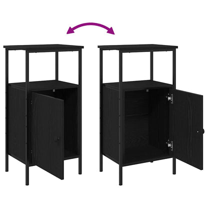 vidaXL Bedside Cabinet Black Oak 41 x 31 x 80 cm Engineered Wood