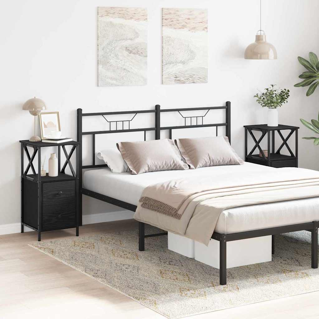 vidaXL Bedside Cabinet 2 pcs Black Oak 34 x 35.5 x 70 cm