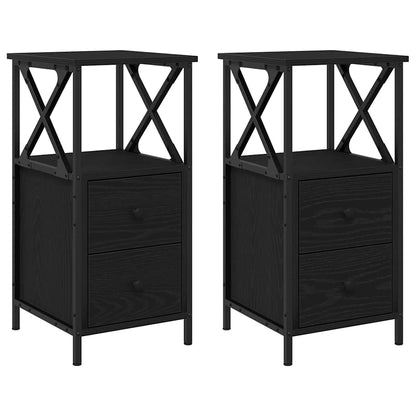 vidaXL Bedside Cabinet 2 pcs Black Oak 34 x 35.5 x 70 cm