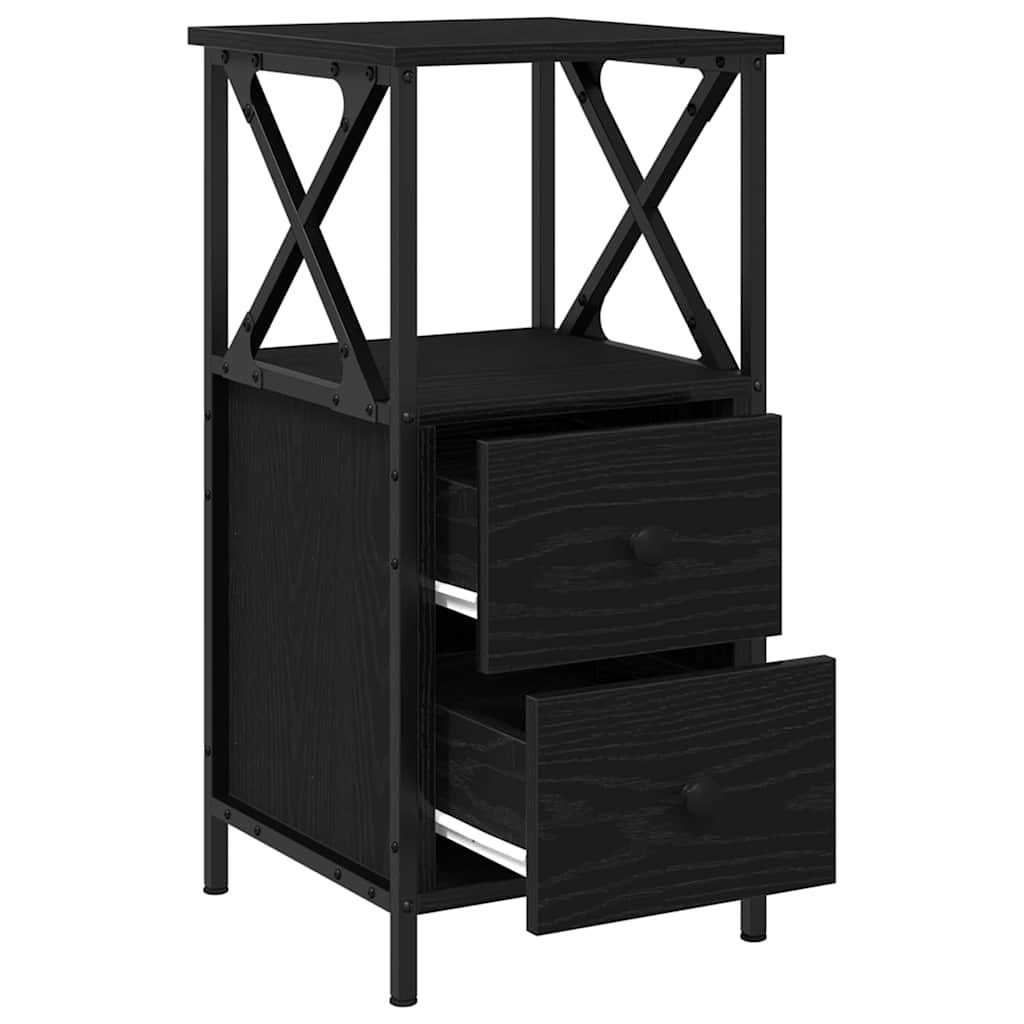 vidaXL Bedside Cabinet 2 pcs Black Oak 34 x 35.5 x 70 cm