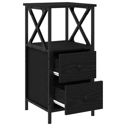 vidaXL Bedside Cabinet 2 pcs Black Oak 34 x 35.5 x 70 cm