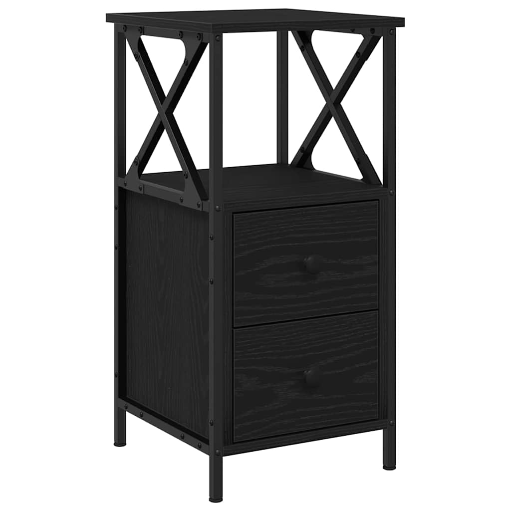 vidaXL Bedside Cabinet 2 pcs Black Oak 34 x 35.5 x 70 cm