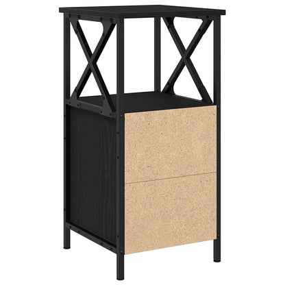 vidaXL Bedside Cabinet 2 pcs Black Oak 34 x 35.5 x 70 cm