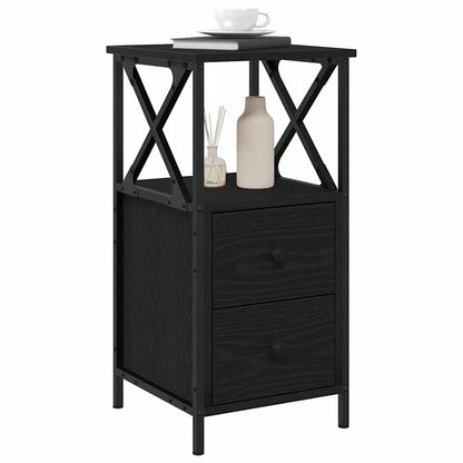 vidaXL Bedside Cabinet 2 pcs Black Oak 34 x 35.5 x 70 cm