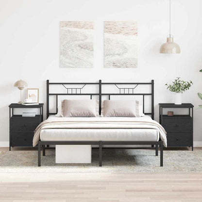 vidaXL Bedside Cabinet 2 pcs Black Oak 34 x 35.5 x 50 cm