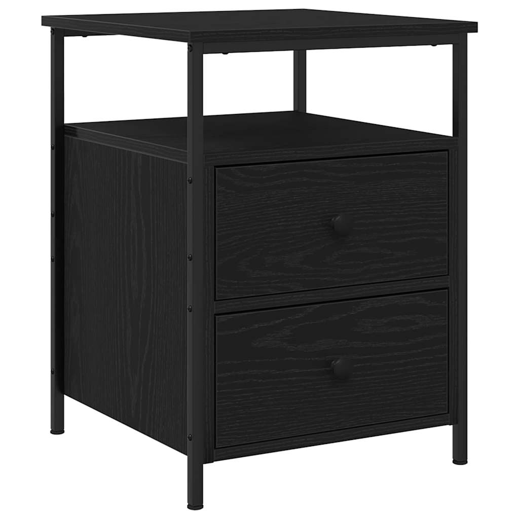 vidaXL Bedside Cabinet 2 pcs Black Oak 34 x 35.5 x 50 cm