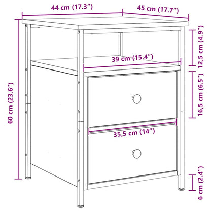 vidaXL Bedside Cabinet 2 pcs Black Oak 34 x 35.5 x 50 cm