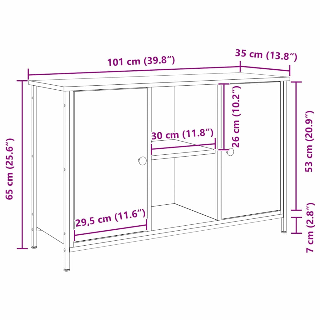 vidaXL TV Cabinet Set 101 x 35 x 65 cm Artisan Oak Engineered Wood