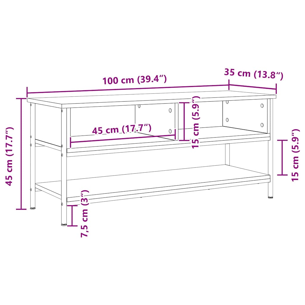 vidaXL TV Cabinet Set Old Wood 100 x 35 x 45 cm Engineered Wood