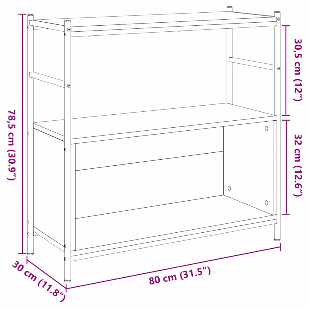 vidaXL Bookshelf 80 x 30 x 78.5 cm Engineered Wood Artisan Oak