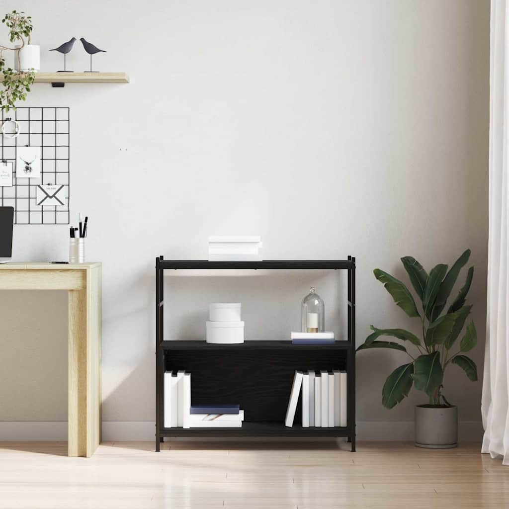 vidaXL Bookshelf 80 x 30 x 78.5 cm Engineered Wood Black Oak