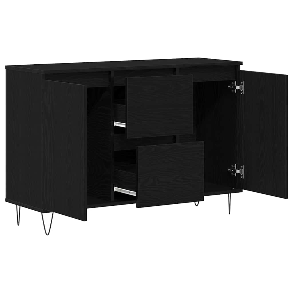 vidaXL Sideboard Black Oak 101.5 x 35 x 70 cm Engineered Wood