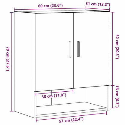 vidaXL Wall-mounted Cabinet Black Oak 60 x 31 x 70 cm Engineered Wood