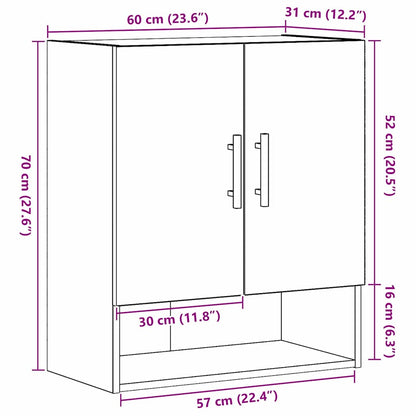 vidaXL Wall-mounted Cabinet Black Oak 60 x 31 x 70 cm Engineered Wood