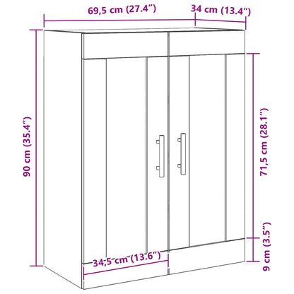 vidaXL Wall-mounted Cabinet Wall-mounted Black Oak 69.5 x 34 x 90 cm