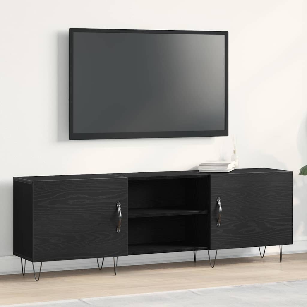 vidaXL TV Cabinet Set 150 x 30 x 50 cm Black Oak Engineered Wood