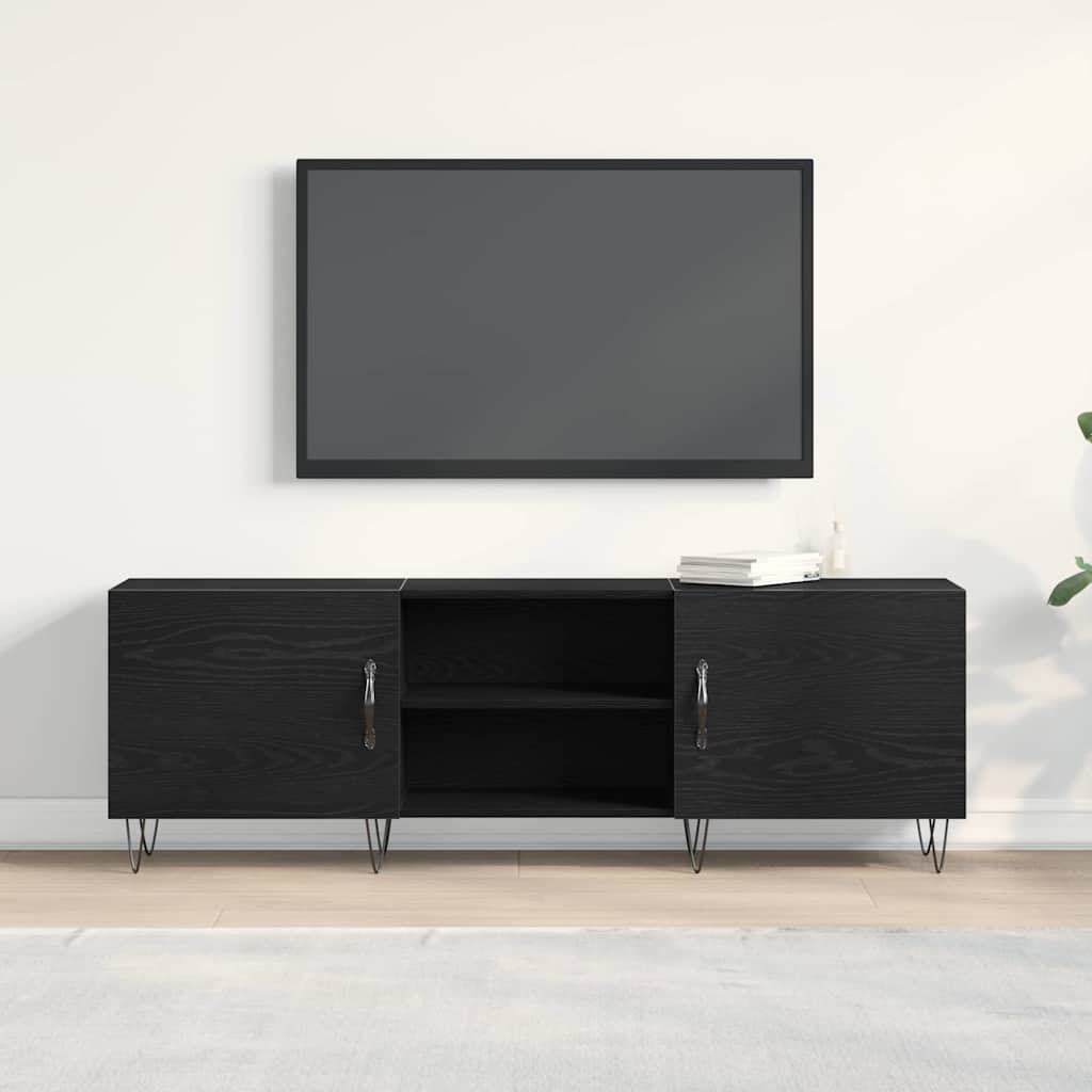 vidaXL TV Cabinet Set 150 x 30 x 50 cm Black Oak Engineered Wood