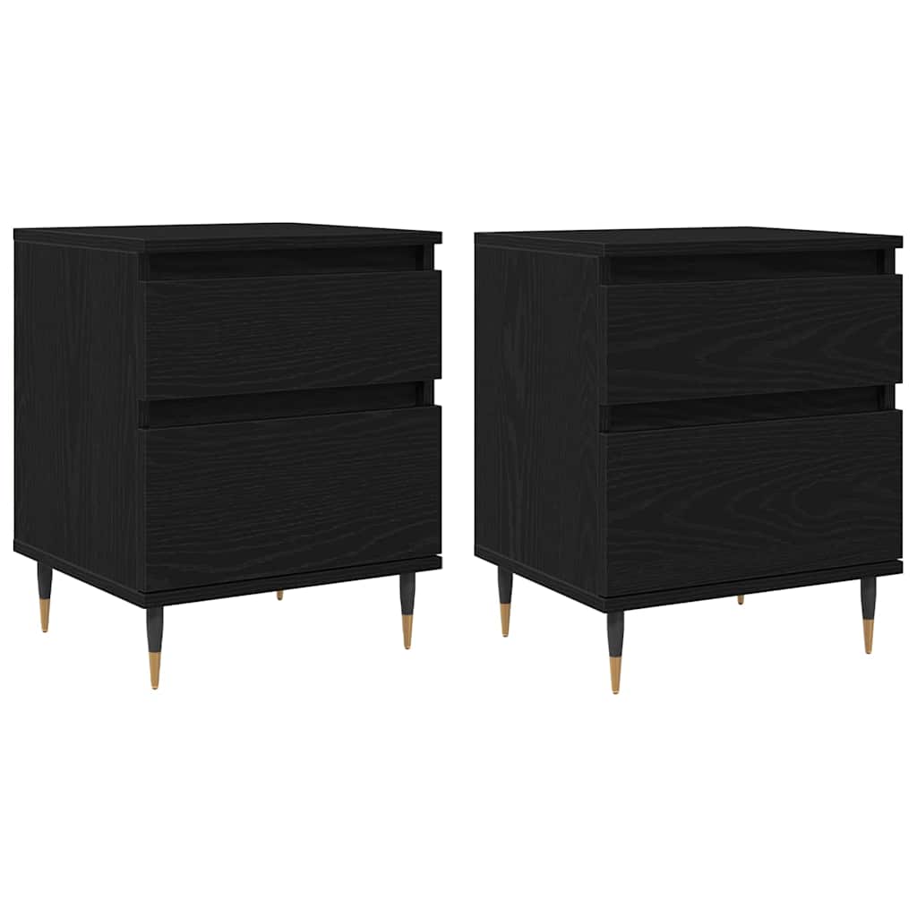 vidaXL Bedside Cabinet 2 pcs Black Oak 40 x 35 x 50 cm Engineered Wood