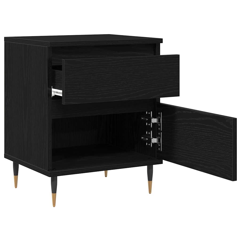 vidaXL Bedside Cabinet 2 pcs Black Oak 40 x 35 x 50 cm Engineered Wood