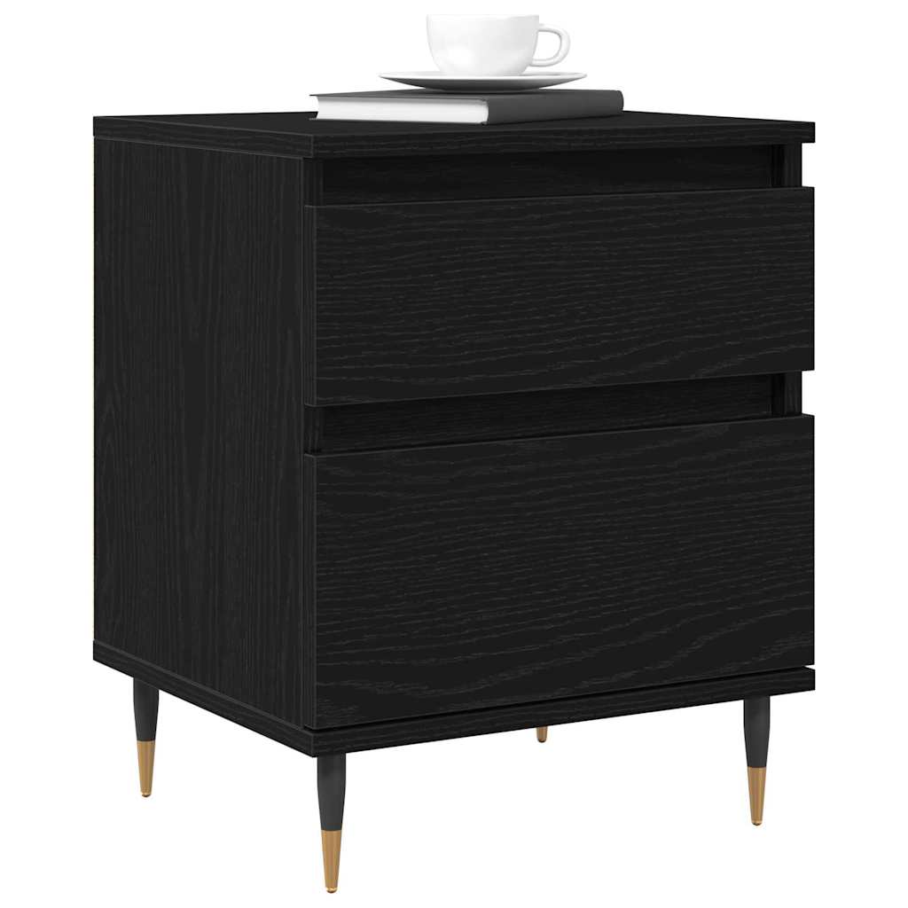 vidaXL Bedside Cabinet 2 pcs Black Oak 40 x 35 x 50 cm Engineered Wood