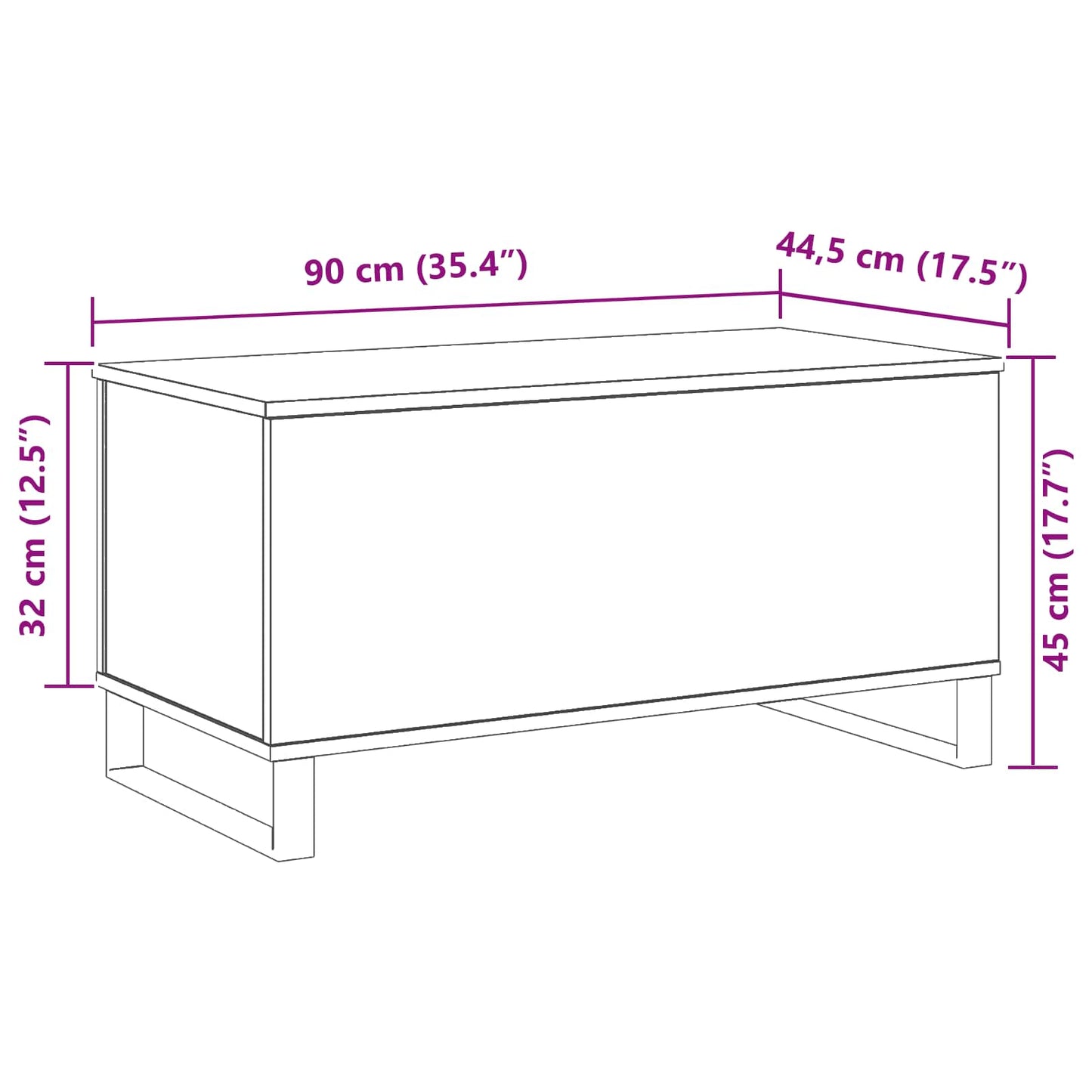 vidaXL Coffee Table Black Oak 90 x 44.5 x 45 cm Engineered Wood