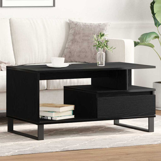 vidaXL Coffee Table Black Oak 90 x 49 x 45 cm Engineered Wood