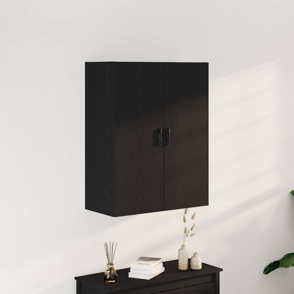 vidaXL Wall-mounted Cabinet Wall-mounted Black Oak 69.5 x 34 x 180 cm