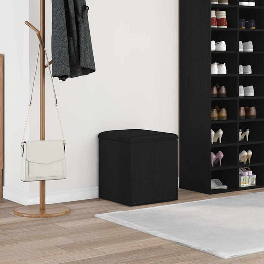 vidaXL Storage Bench Black Oak 42 x 42 x 45 cm Engineered Wood