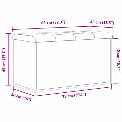 vidaXL Storage Bench Black Oak 82 x 42 x 45 cm Engineered Wood