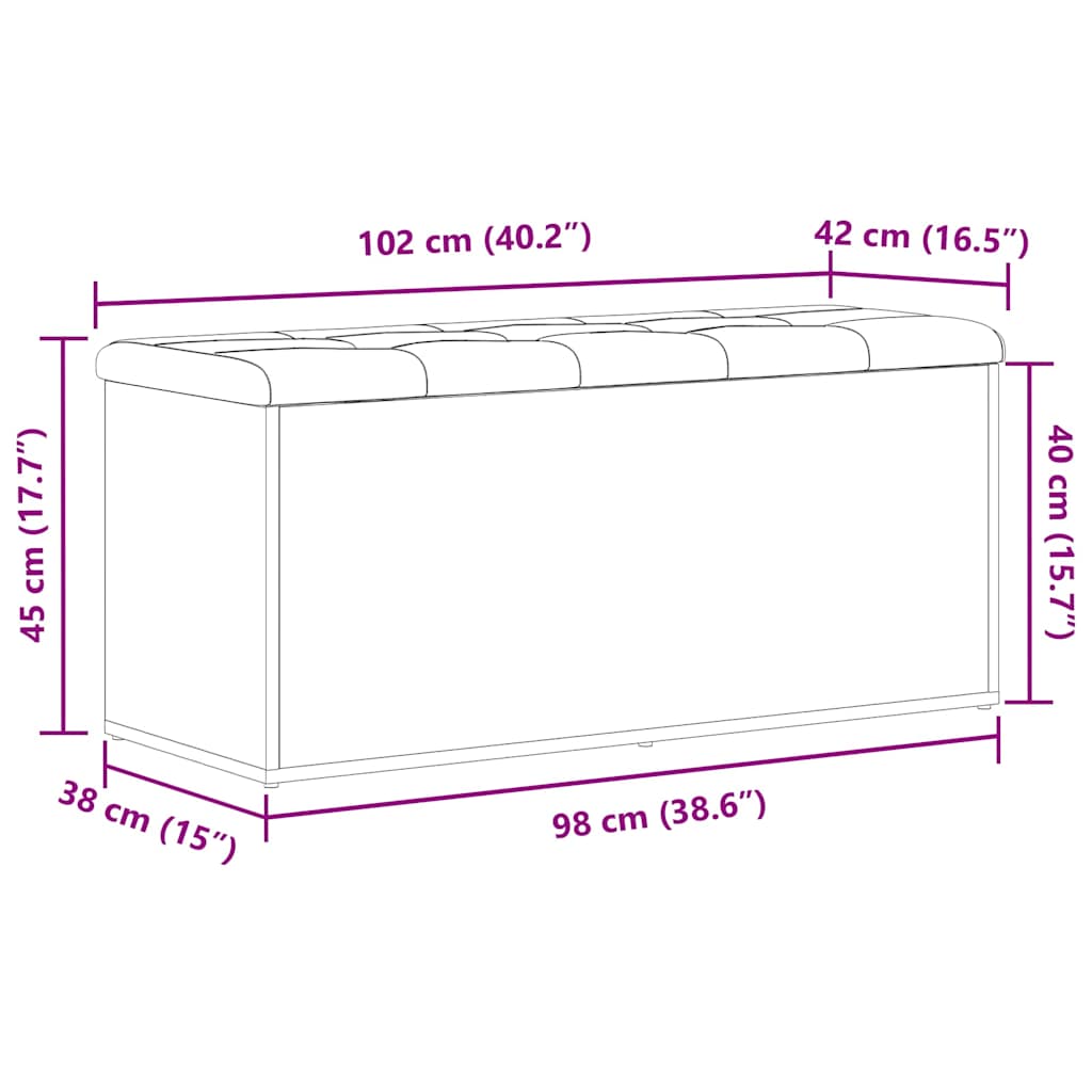 vidaXL Storage Bench Black oak 102 x 42 x 45 cm Engineered Wood