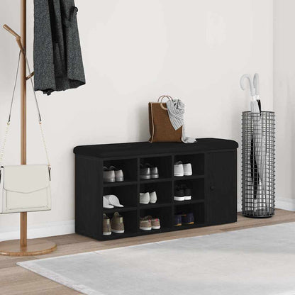 vidaXL Storage Bench Black Oak 102 x 32 x 50 cm Engineered Wood
