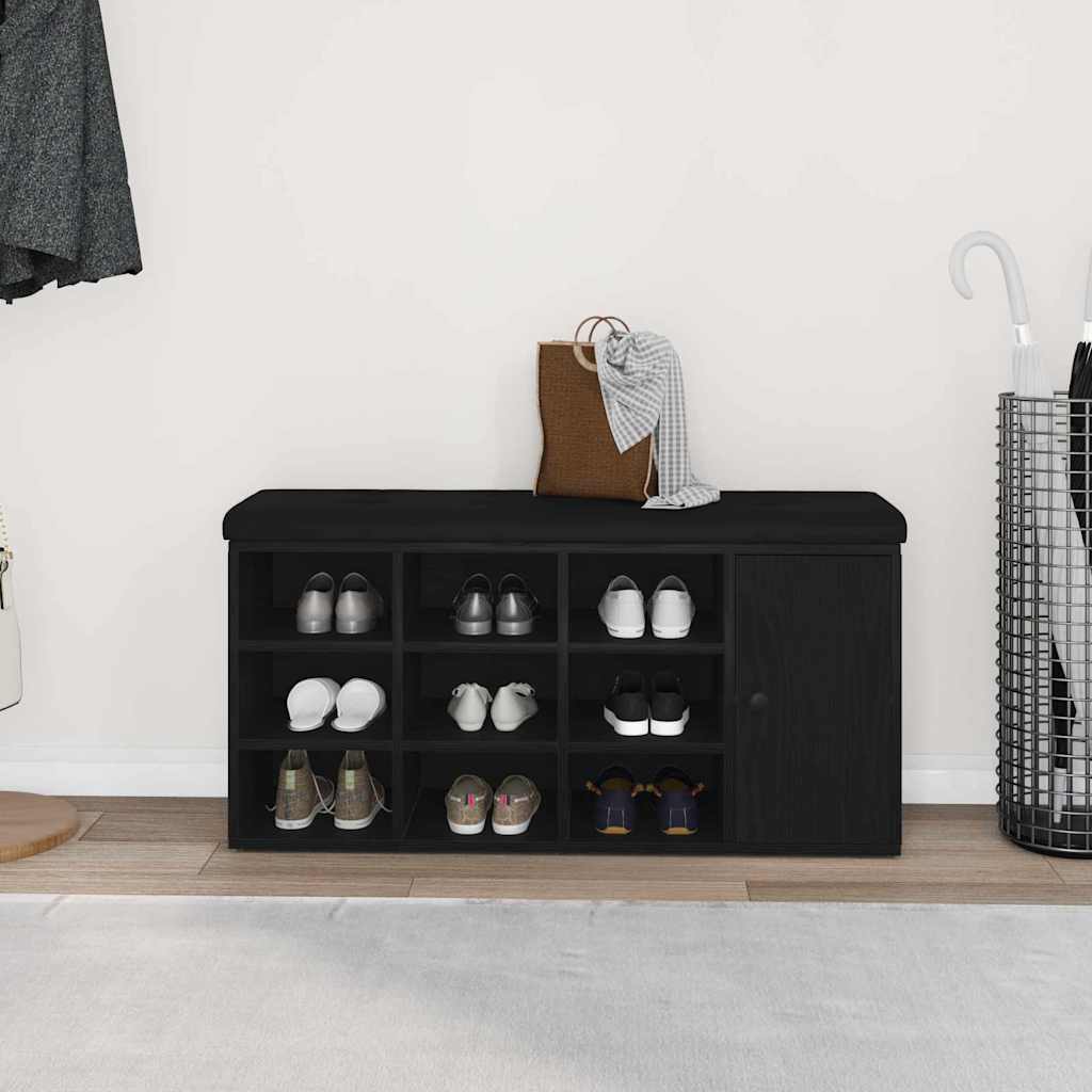 vidaXL Storage Bench Black Oak 102 x 32 x 50 cm Engineered Wood