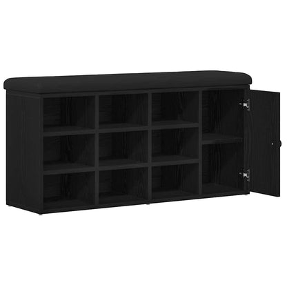 vidaXL Storage Bench Black Oak 102 x 32 x 50 cm Engineered Wood