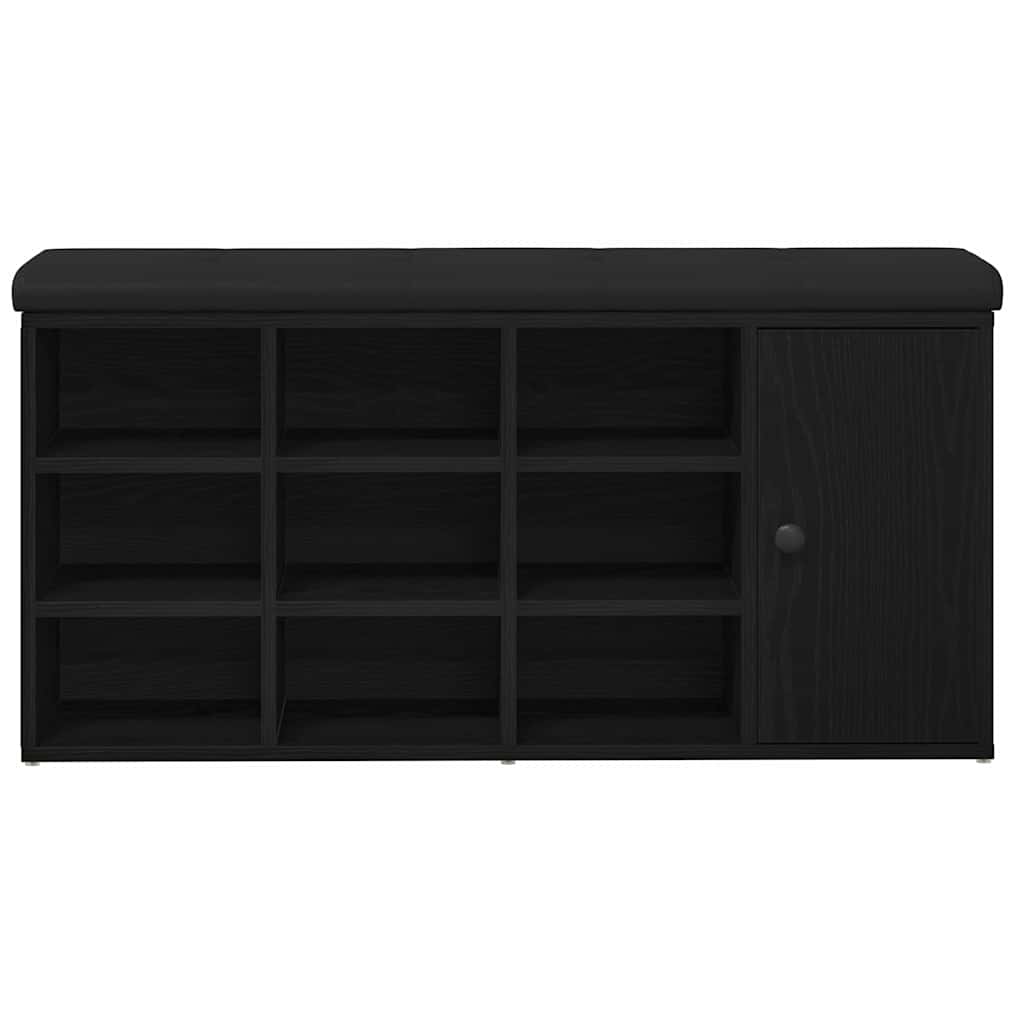 vidaXL Storage Bench Black Oak 102 x 32 x 50 cm Engineered Wood